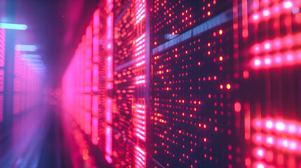 Poster - Digital Technology and Cybersecurity Concept, Abstract Background with Binary Code and Blue Light