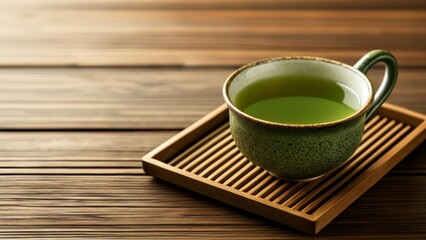 Poster -  Sip of serenity  A moment of calm with a cup of green tea