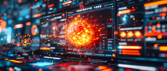 Poster - Digital Technology in Business, Connecting the World with Abstract Cyber Data and Futuristic Network Concept