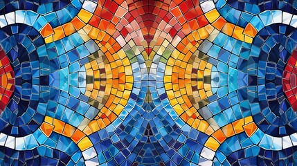 Wall Mural - Mosaic Patterns: A vector design of a mosaic pattern featuring interlocking shapes and bright