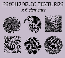 Poster - Set of delicate figures with a psychedelic trippy pattern resembling ink blots and smudges.