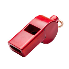 Red metal whistle isolated on transparent background