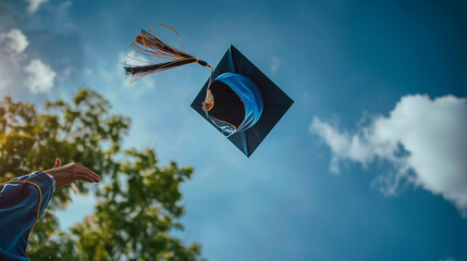 Sticker - Graduation gown cap tassel success achieved, AI Generative.