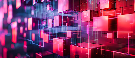 Poster - Futuristic Network Connections, Blue Digital Abstract, Modern Technology and Science Concept