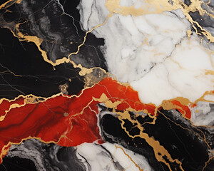 Wall Mural - Gold, white, black, and red marble background