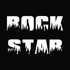 Rock Star - t-shirt design for woman or man. T-shirt apparels cool print for girls. Rockstar - music poster with red lightnings.
