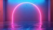abstract pink and blue neon background with glowing arch