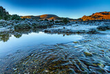 Fototapeta  - Cradle Mountain from Ronny Creek at sunrise during a frost with an Alpine Glow on Cradle Mountain, Cradle Mountain National Park, Tasmania, Australia