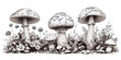 A beautiful mushroom illustration with a white background, suitable for backgrounds and websites.Image generated by AI