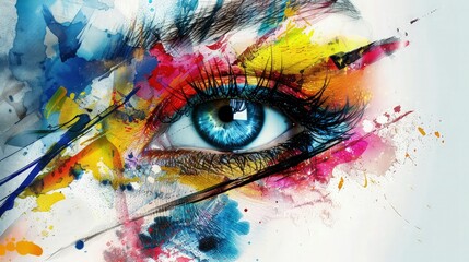 Wall Mural - eye with colorful paint.