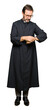© Krakenimages.com - Middle age priest man wearing catholic robe Checking the time on wrist watch, relaxed and confident