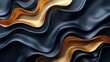   A tight shot of a wavy pattern, divided by gold and black stripes on the left, and black and gold stripes on the right