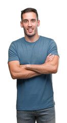 Canvas Print - Handsome young casual man happy face smiling with crossed arms looking at the camera. Positive person.