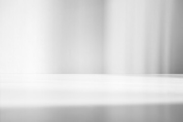 Fototapete - Wall interior background, studio and backdrops show products.with shadow from window color white and grey. background for text insertion and presentation product	
