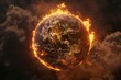 Planet Earth Engulfed in Flames: Global Warming Concept Generative Ai