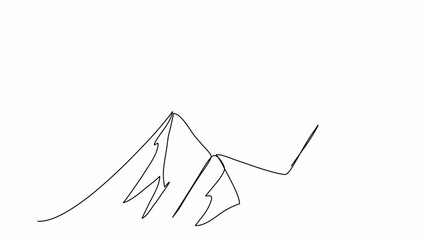 Wall Mural - Mountains, one line drawing animation. Video clip with alpha channel.