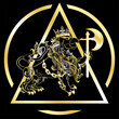 luxury griffin heraldic crest golden tattoo emblem in vector format
