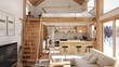 Create a small house with a lofted sleeping area to maximize floor space for living and entertaining  