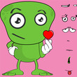green monster cartoon heart sign expressions pack collection in vector format