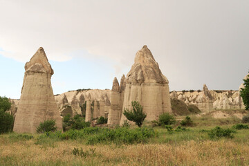 The Love Valley in Cappadocia with its countless fairy chimneys, close to Göreme, Cappadocia, Turkey