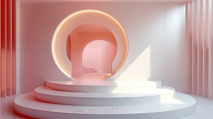 Poster - Abstract geometric background with podium for product display 3d rendering. Generative AI.