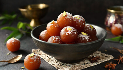 Wall Mural - Bowl of gulab jamun sweet.	