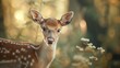 Create a heartwarming image featuring a young deer, showcasing the innocence and beauty of this mammal.  