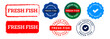 fresh fish stamp and seal badge label sticker sign for menu cafe or restaurant
