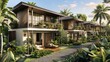 Design twin villas with separate wings for living and sleeping areas, allowing for privacy and tranquility 