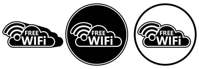 Wall Mural - Set collections Labels free wifi sign flat design vector illustration	