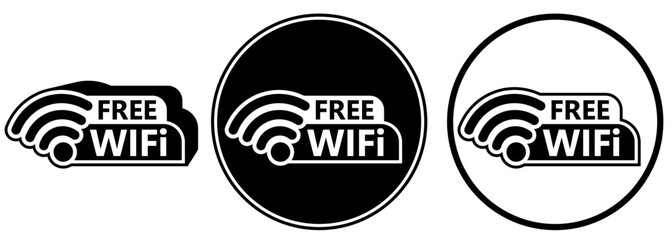 Wall Mural - set free internet connection symbol. wifi zone sign design vector illustration