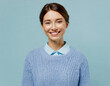 © OceanProd - Young smiling fun happy caucasian european attractive cute woman 20s in casual sweater cute