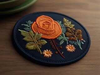 realistic embroidered patch mockup