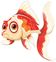 Wall Mural - Vibrant vector art of a cartoon goldfish