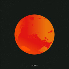 Wall Mural - Mars poster. Mars in gradient style. Mars is a planet in the solar system Vector illustration.