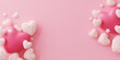 A pink background with a bunch of hearts and stars. The hearts are in different sizes and are scattered all over the background. The stars are also scattered around the background