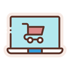 Sticker - online shopping with laptop sticker