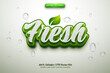 Fresh leaf green nature with water drop 3d logo template editable text effect style