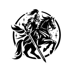 equestrian knight vector logo design. Horse warrior vector. war horse silhouette