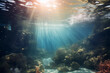 Sun Shining Through Water Over Coral Reef