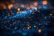 Glittering Navy Nightscape with Golden Bokeh. Concept Night Photography, Glittering Lights, Navy Sky, Golden Bokeh, Sparkling Nightscape