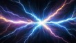A dynamic digital artwork depicting a high-energy electric plasma explosion with vivid lightning bolts radiating from a central point.. AI Generation