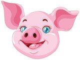 Fototapeta Pokój dzieciecy - Vector graphic of a smiling pink pig's face