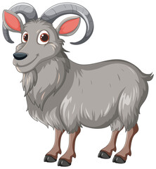 Sticker - Vector illustration of a cute, smiling mountain goat.