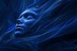 Intense visual for migraines, nerves alight in the head area, set in deep tranquil blue