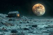 Lunar Outpost: Humanity's Tranquil Frontier. Concept Space Exploration, Lunar Mission, Future Settlements, Moon Colonization, Space Innovation