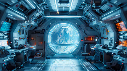 space odyssey: unreal engine concept art of futuristic spaceship interior for game environment