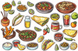 Mexican food - selection of Mexican dishes on white background