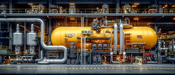 Array of industrial Pipes in and around Buildings Wallpaper Cover Background Brainstorming