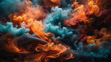Wall Mural - a close up of a colorful cloud with orange, blue and yellow. ai.